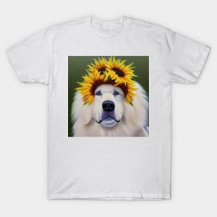 Great Pyrenees with Sunflower Crown T-Shirt